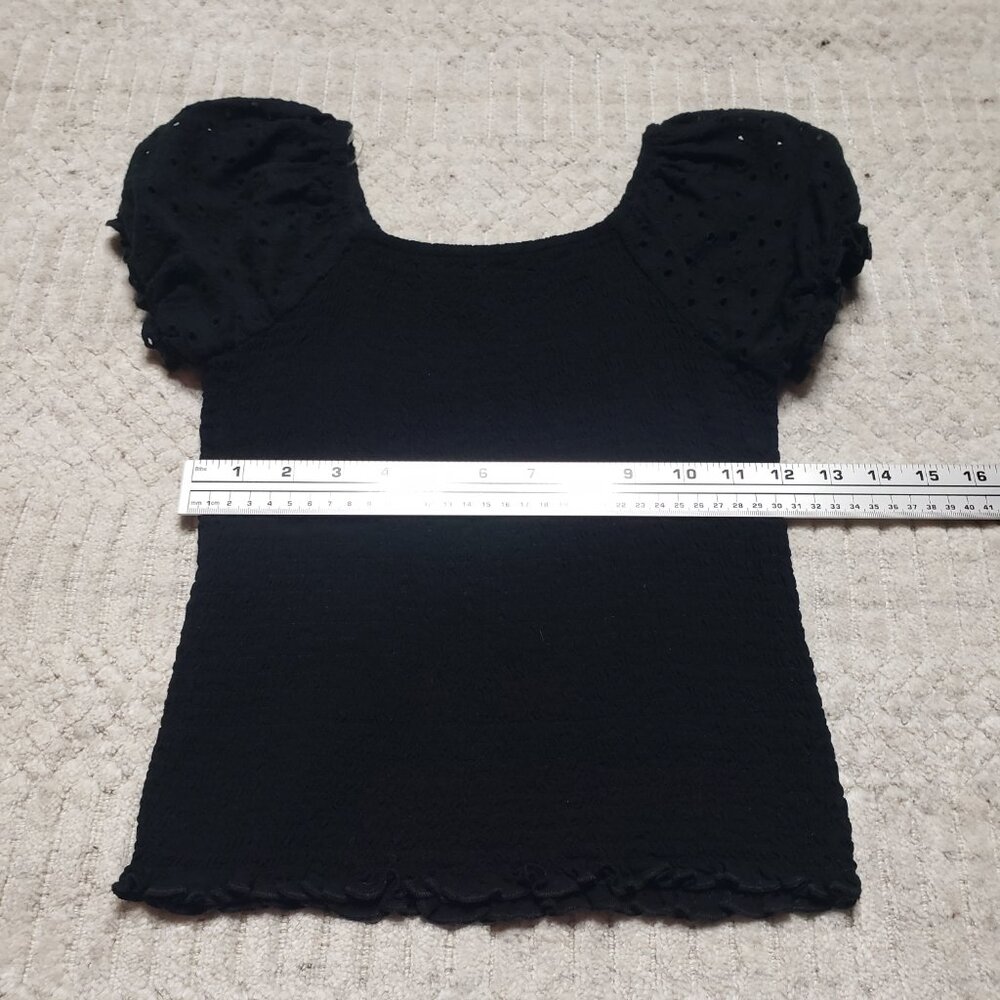 Art Class Black Puff Sleeve Smocked Top – Girls Size L (10/12) - Picture 7 of 9